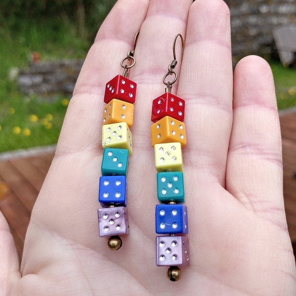 🌈HP🌈Handmade Lucky Roll of the Dice Earrings🌈 - Picture 3 of 7